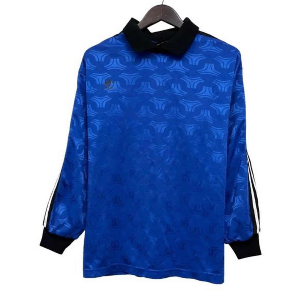 Vintage Adidas 90's Men's Goalkeeper Soccer Jersey Blue Trefoil Padded USA M euc